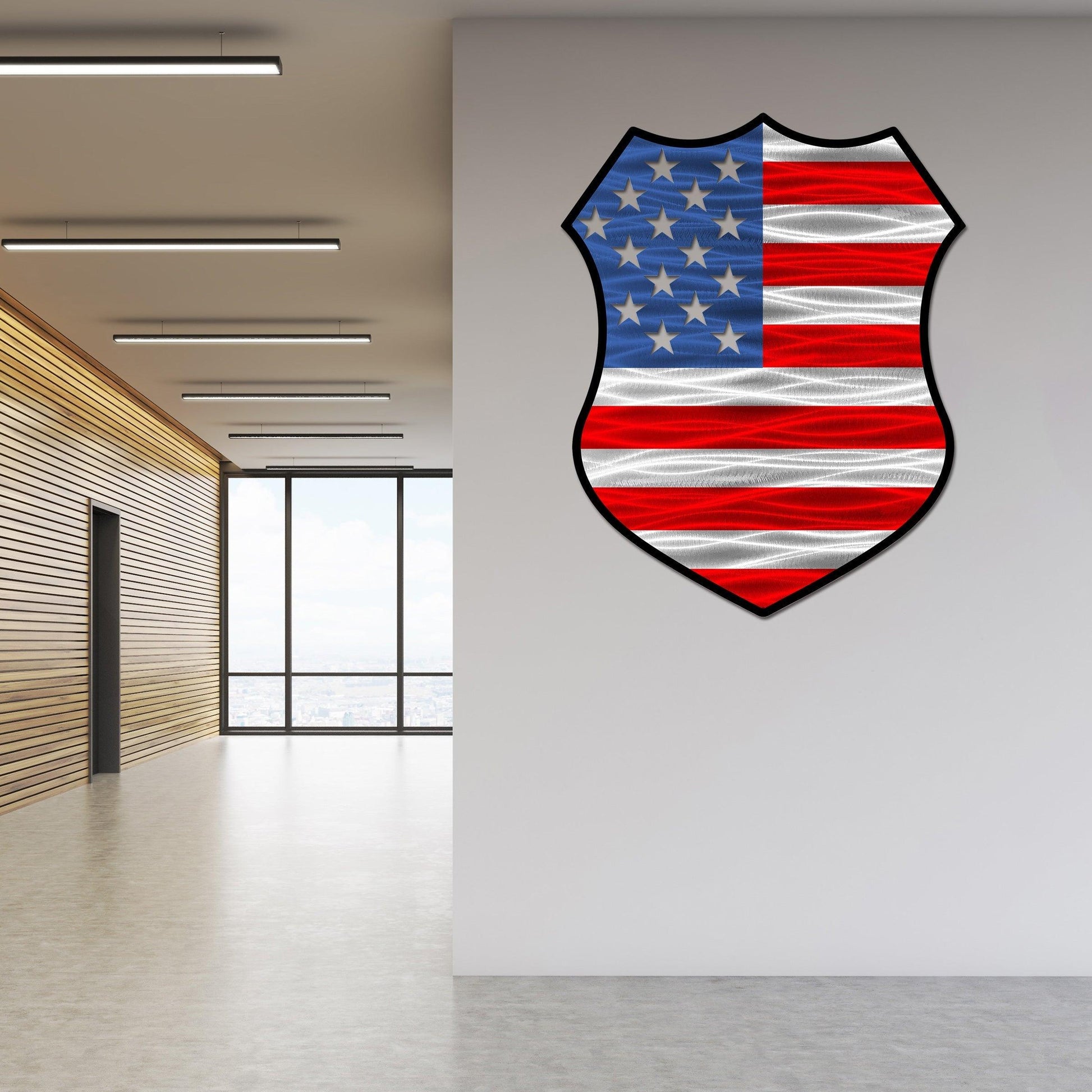 American Flag Police Shield Gift