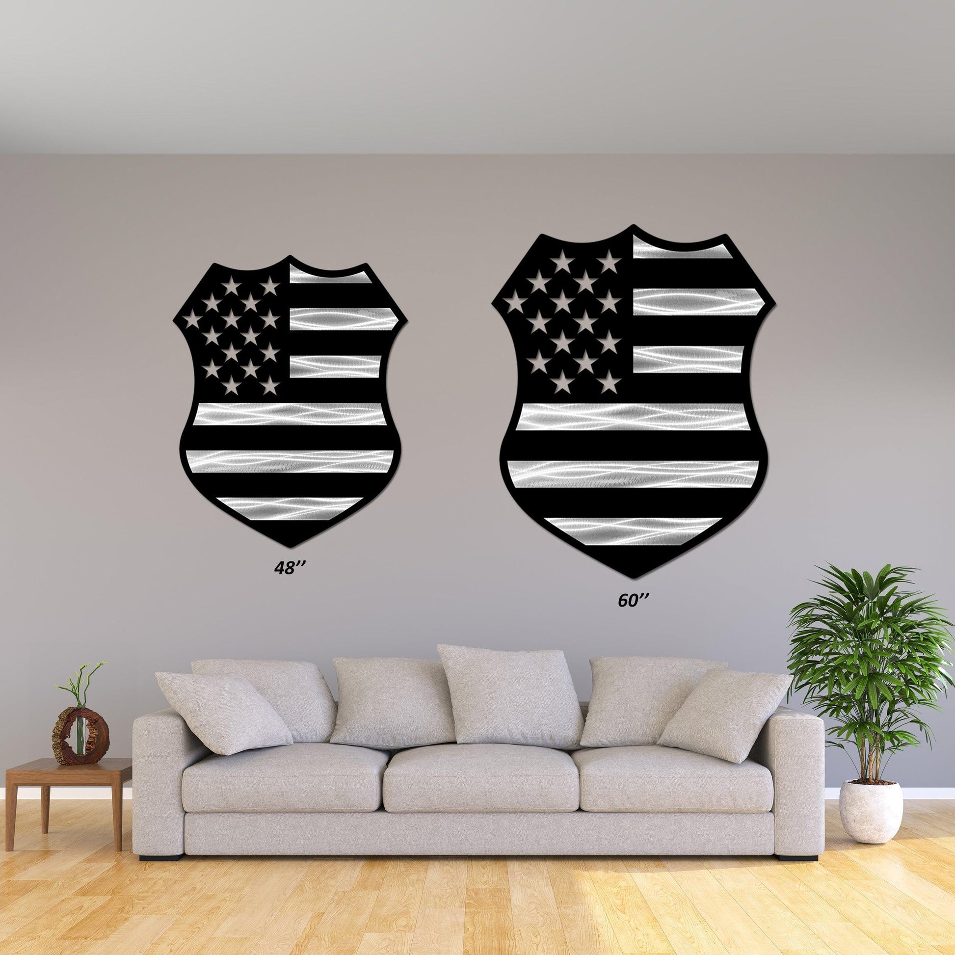 American Flag Police Shield Custom Plaque