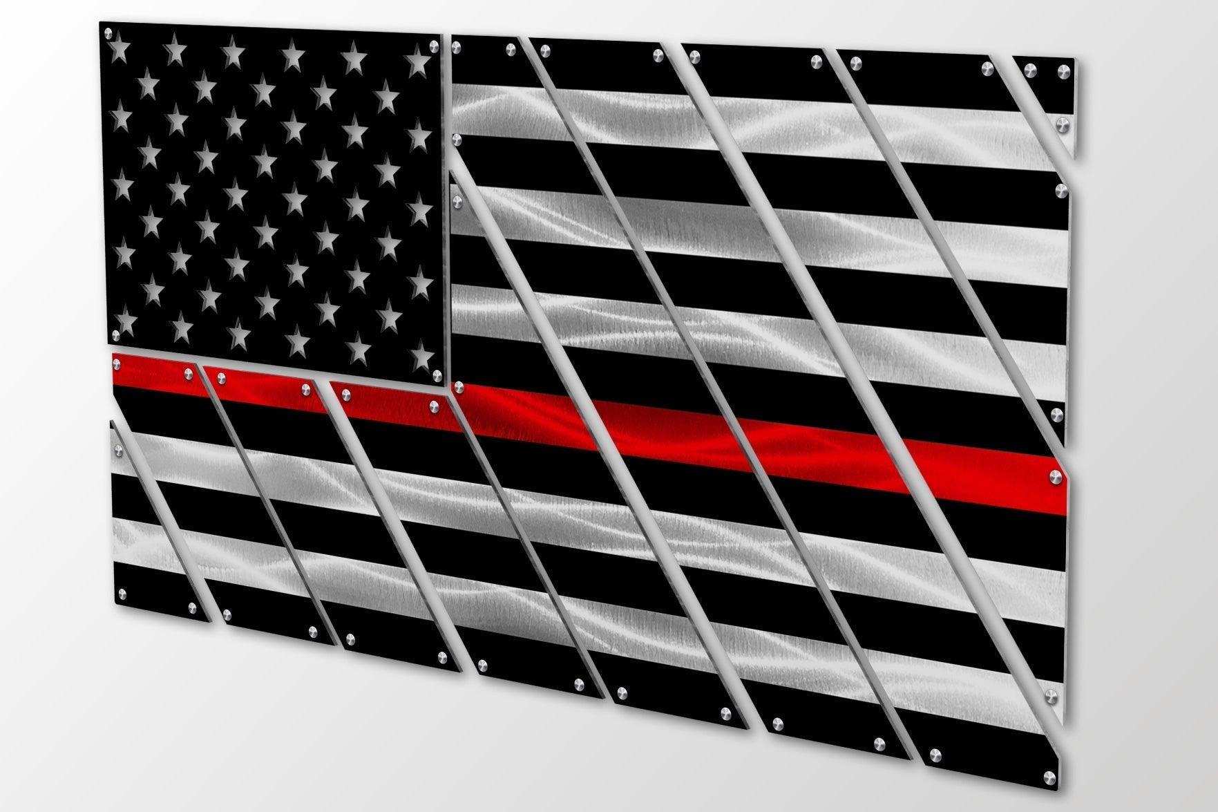 Flags - Police Thin Blue Line Multi-Panel Metal American Flag Gift