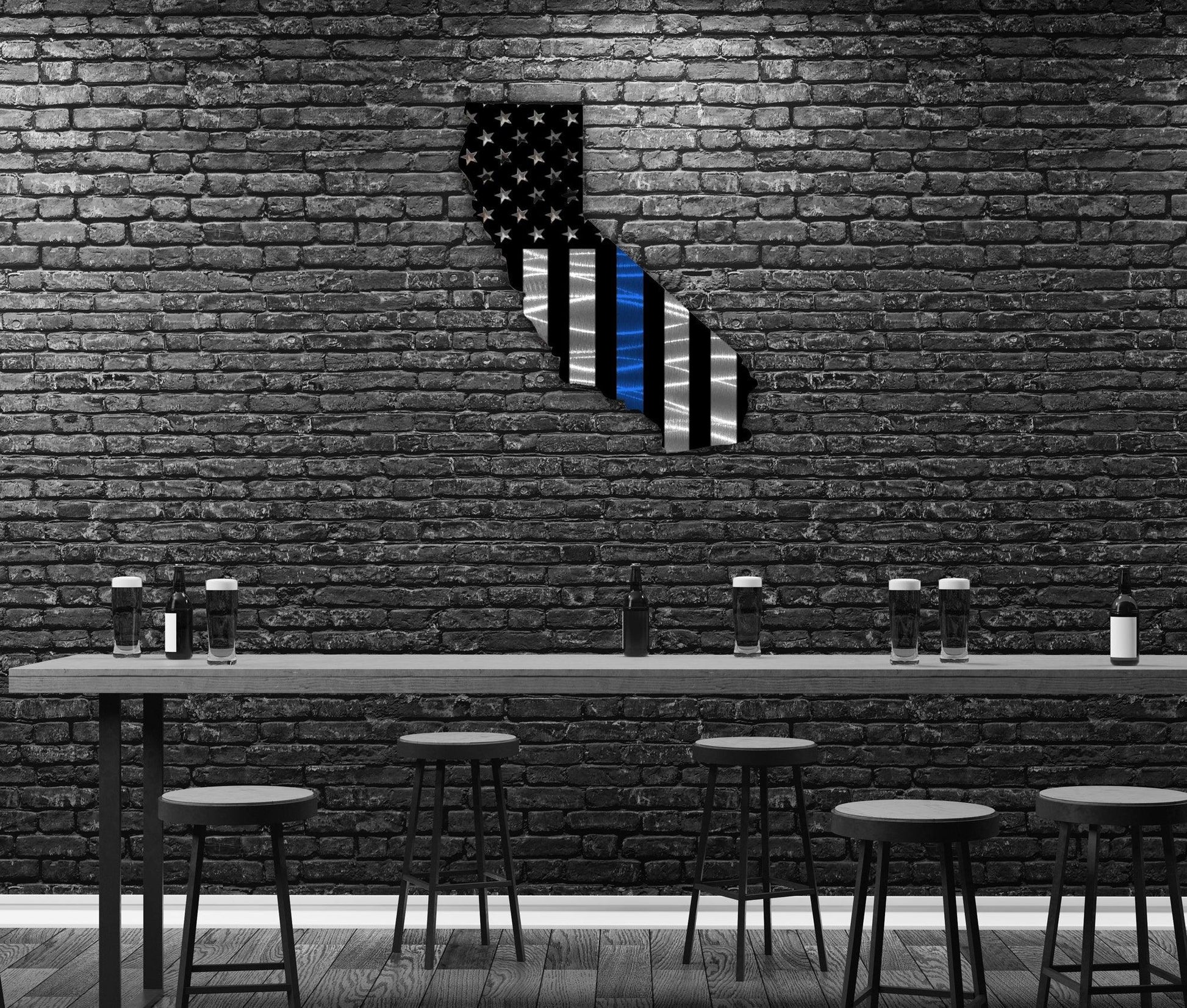 Hero - Thin Blue Line California Cutout American Flag