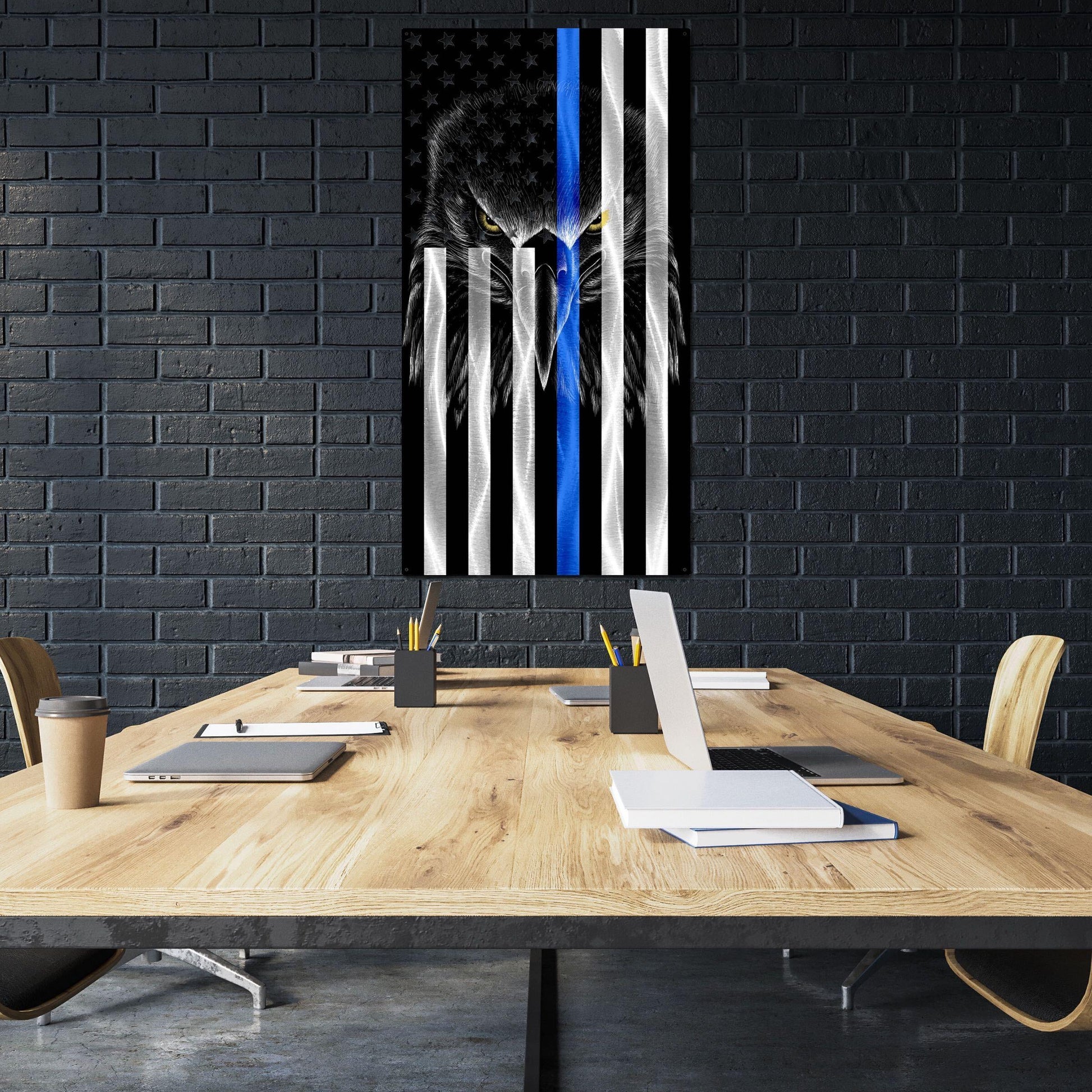 Flag - Police Thin Blue Line Ghost Eagle Vertical American Flag Gift