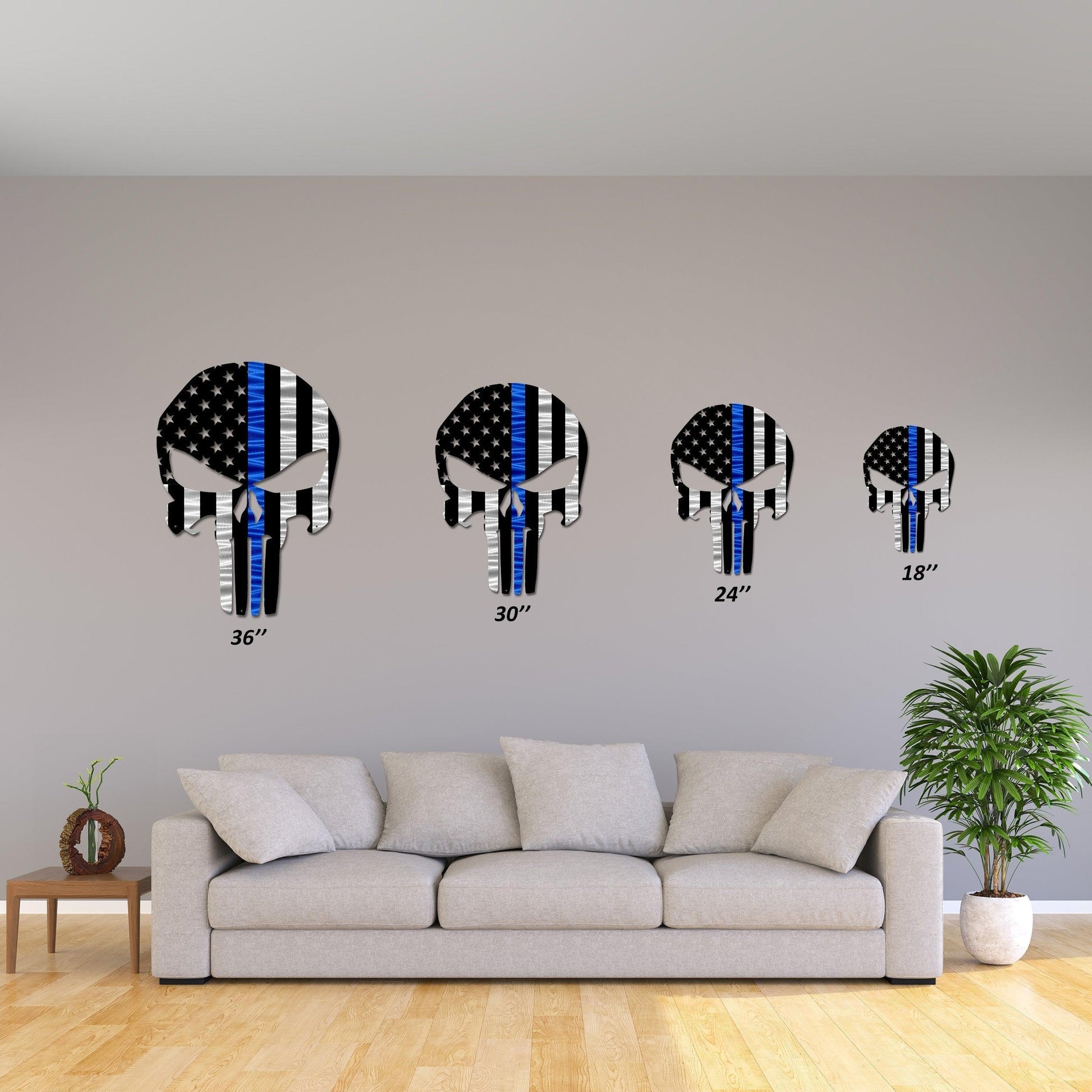 Flag - Police Thin Blue Line Punisher Skull American Flag Gift