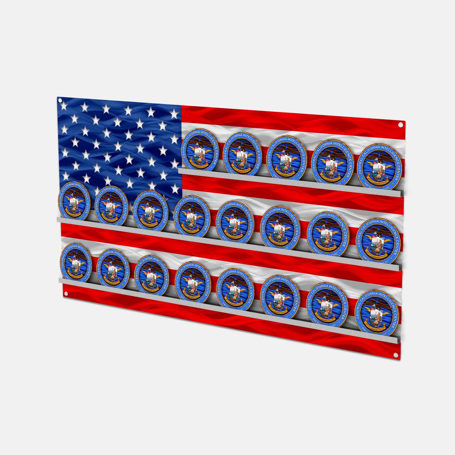 Flag - Metal American Flag Challenge Coin Holder