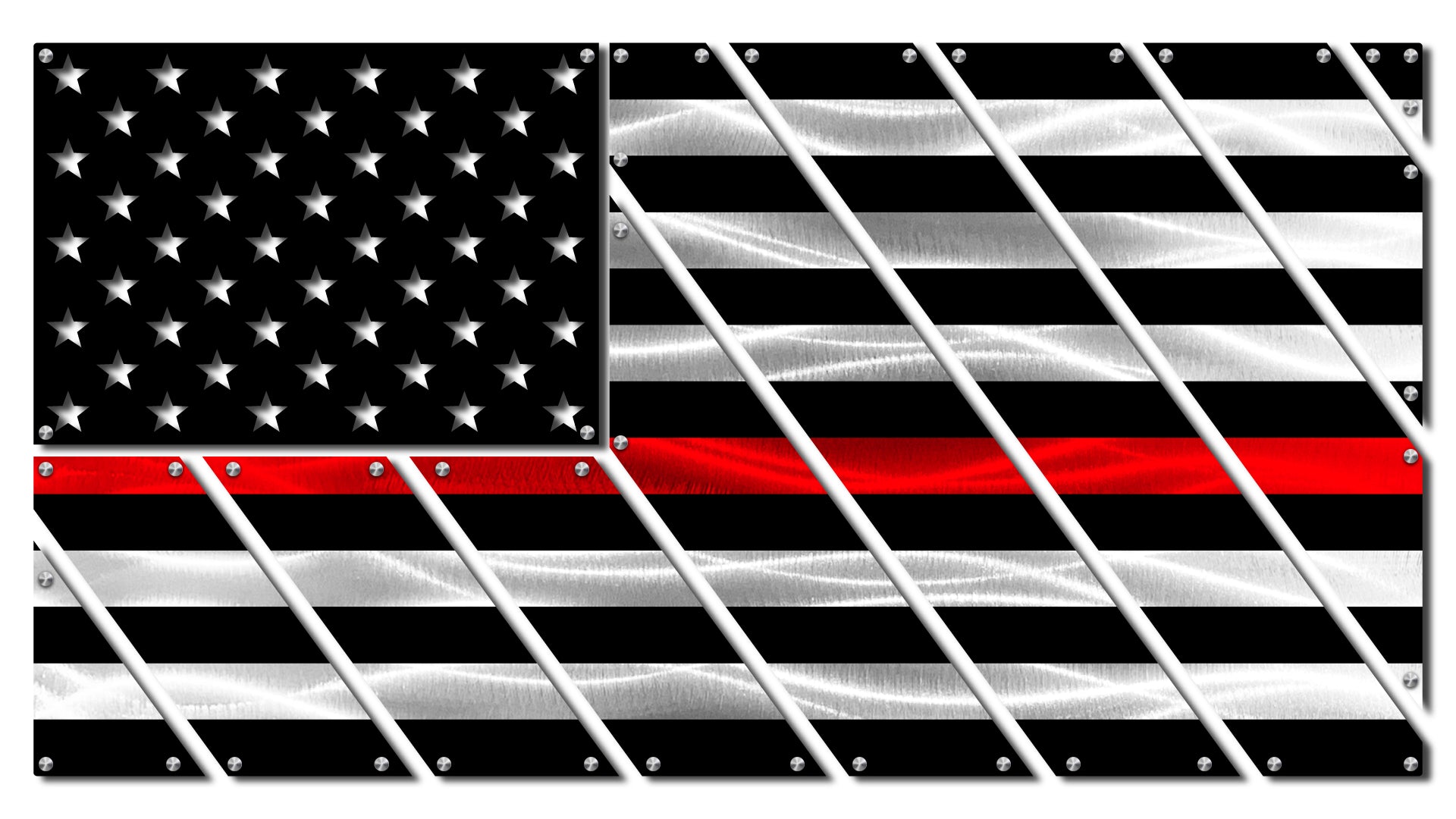 Flags - Police Thin Blue Line Multi-Panel Metal American Flag Gift